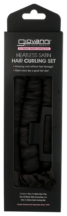 Heatless Satin Hair Curling Set, Black, 1 ct