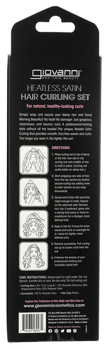 Heatless Satin Hair Curling Set, Black, 1 ct