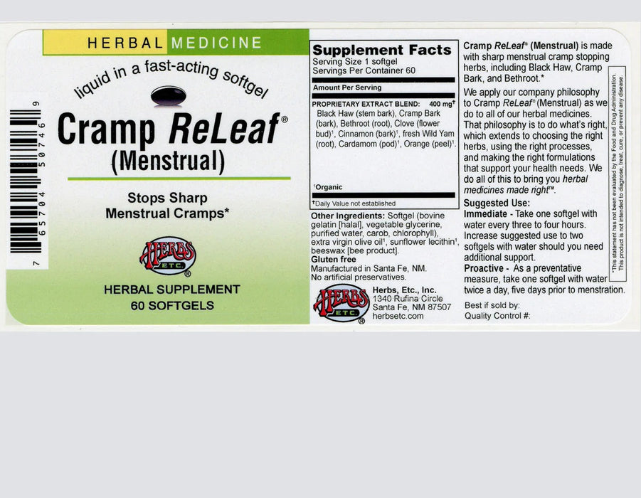 Cramp ReLeaf (Menstrual), 60 sgel