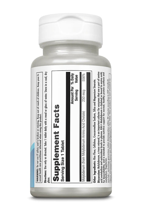 Molybdenum Chelated 250 mcg, 100 tab