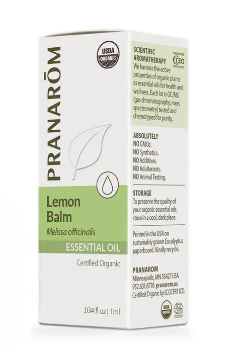 Lemon Balm Essential Oil, Org, 1 ml