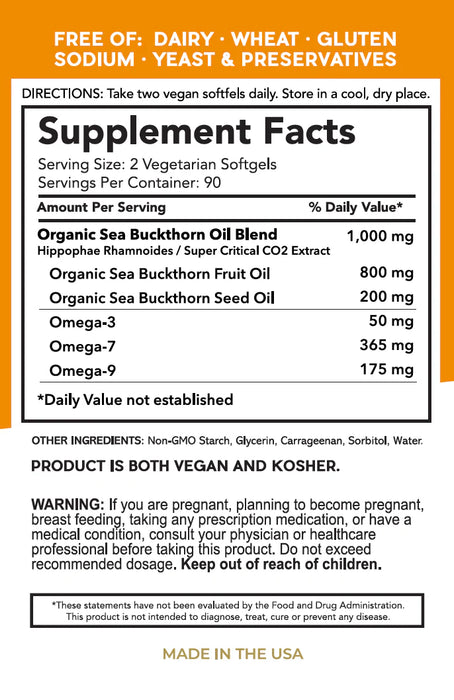 Omega-7 Sea Buckthorn Oil 1000mg, 60 sgel