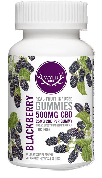 Real Fruit Infused CBD 500mg, Blackberry, 20 gummy