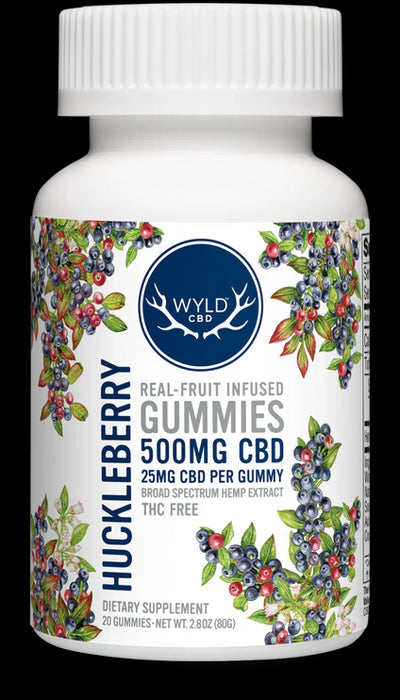 Real Fruit Infused CBD 500mg, Huckleberry, 20 gummy