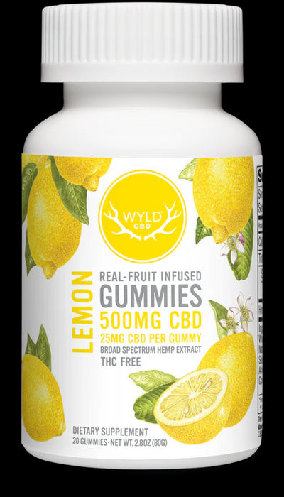 Real Fruit Infused CBD 500mg, Lemon, 20 gummy