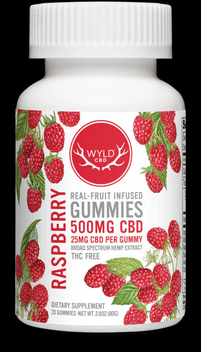 Real Fruit Infused CBD 500mg, Raspberry, 20 gummy