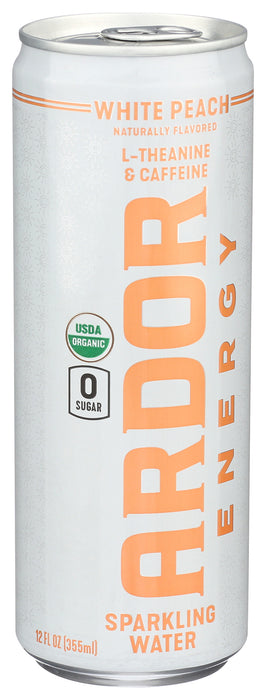 Sparkling Water Energy Drink, White Peach, Org, 12 fl oz