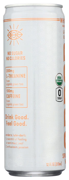 Sparkling Water Energy Drink, White Peach, Org, 12 fl oz