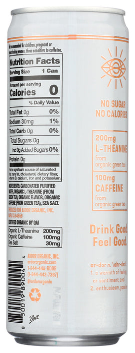 Sparkling Water Energy Drink, White Peach, Org, 12 fl oz