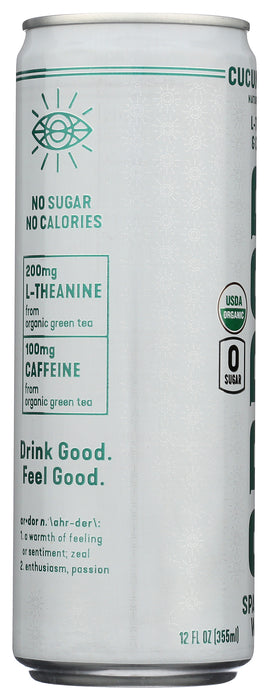 Sparkling Water Energy Drink, Cucumber Mint, Org, 12 oz