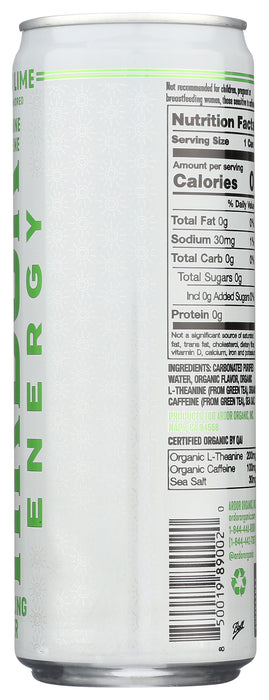 Sparkling Water Energy Drink, Mexican Lime, Org, 12 oz