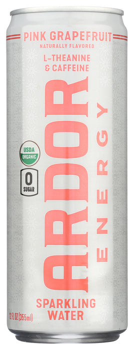 Sparkling Water Energy Drink, Pink Grapefruit, Org, 12 oz