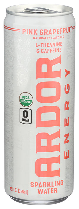 Sparkling Water Energy Drink, Pink Grapefruit, Org, 12 oz