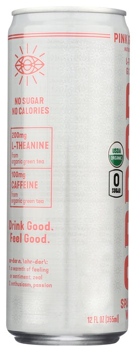 Sparkling Water Energy Drink, Pink Grapefruit, Org, 12 oz