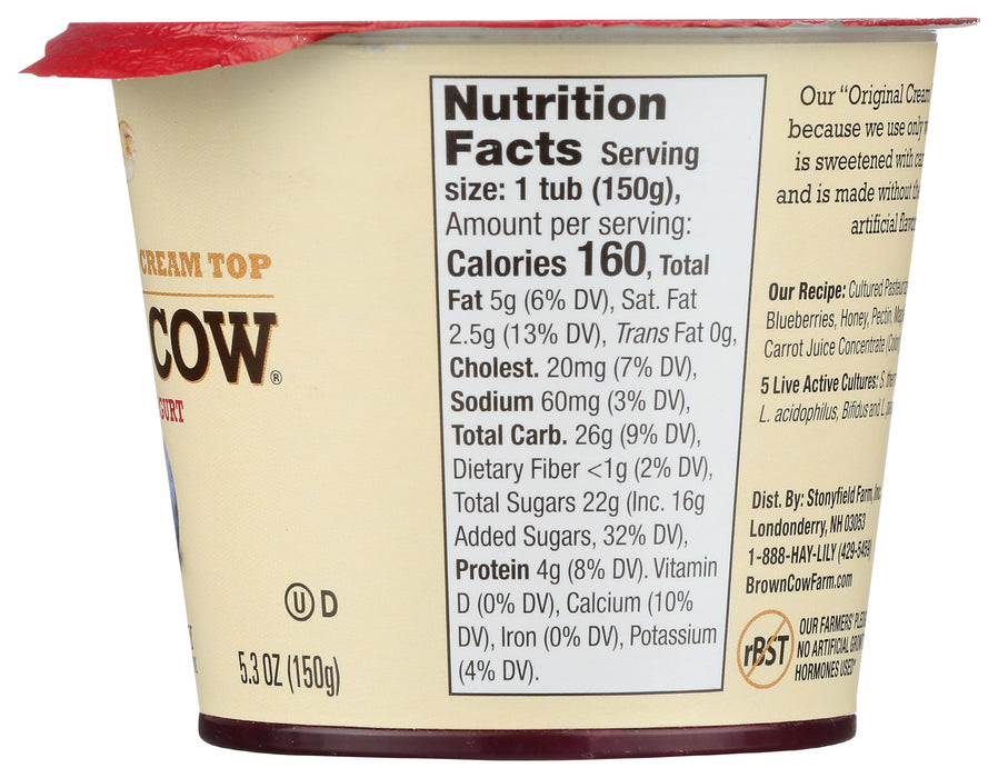 Cream Top Whole Milk Yogurt, Blueberry, 5.3 oz