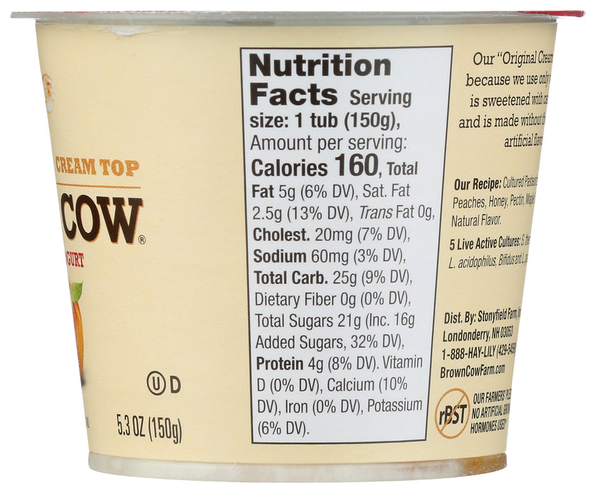 Cream Top Whole Milk Yogurt, Peach, 5.3 oz