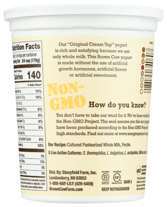 Cream Top Whole Milk Yogurt, Plain, 32 oz