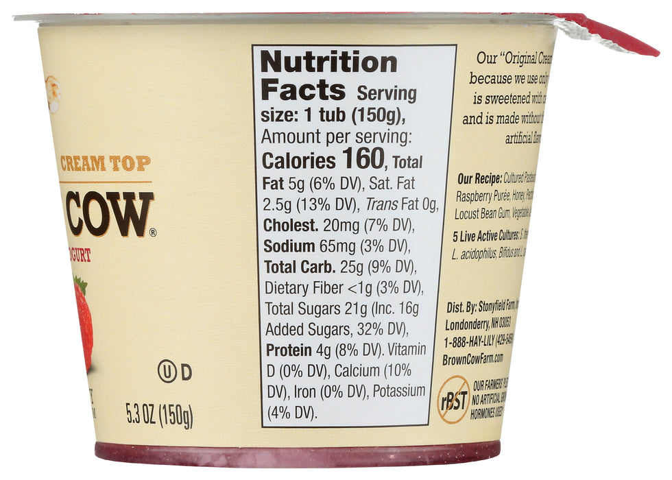 Cream Top Whole Milk Yogurt, Raspberry, 5.3 oz