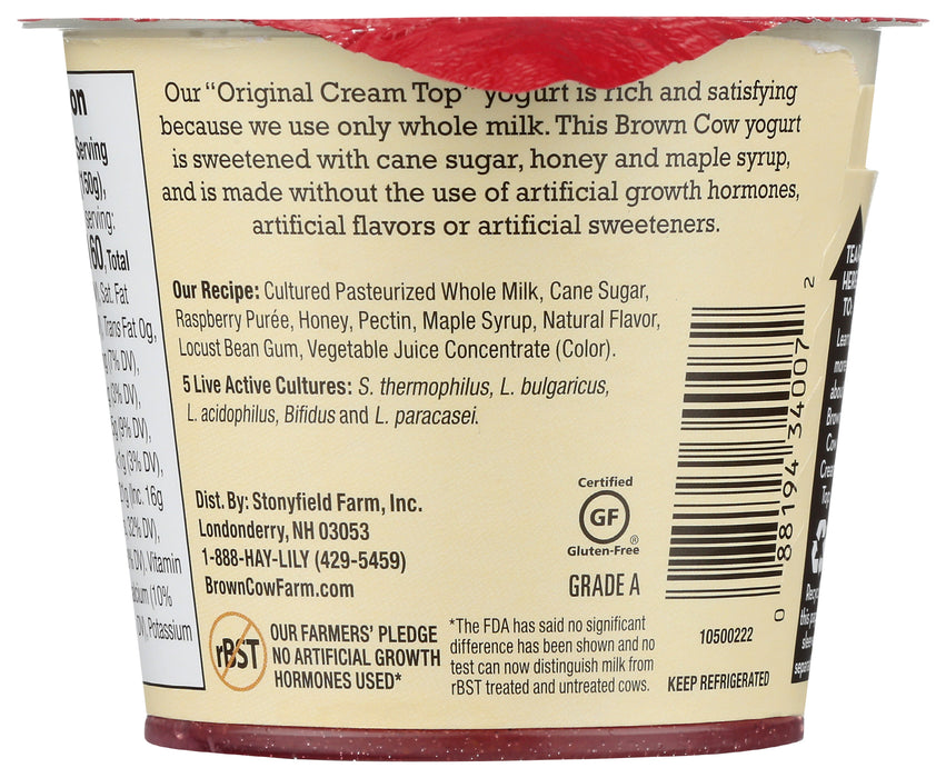 Cream Top Whole Milk Yogurt, Raspberry, 5.3 oz
