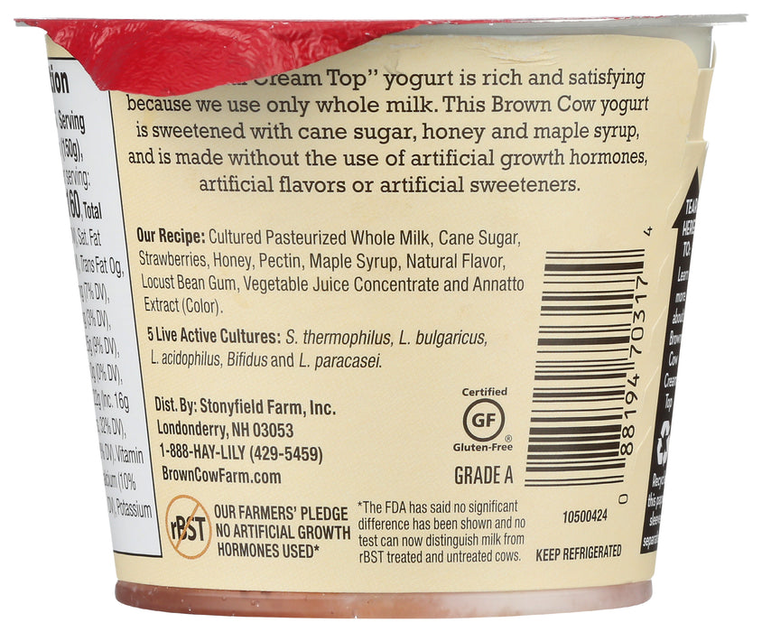 Cream Top Whole Milk Yogurt, Strawberry, 5.3 oz