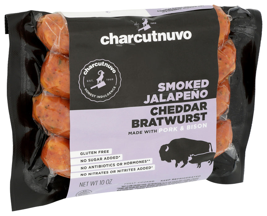 Smoked Jalapeno Cheddar Pork/Bison Bratwurst, 10 oz