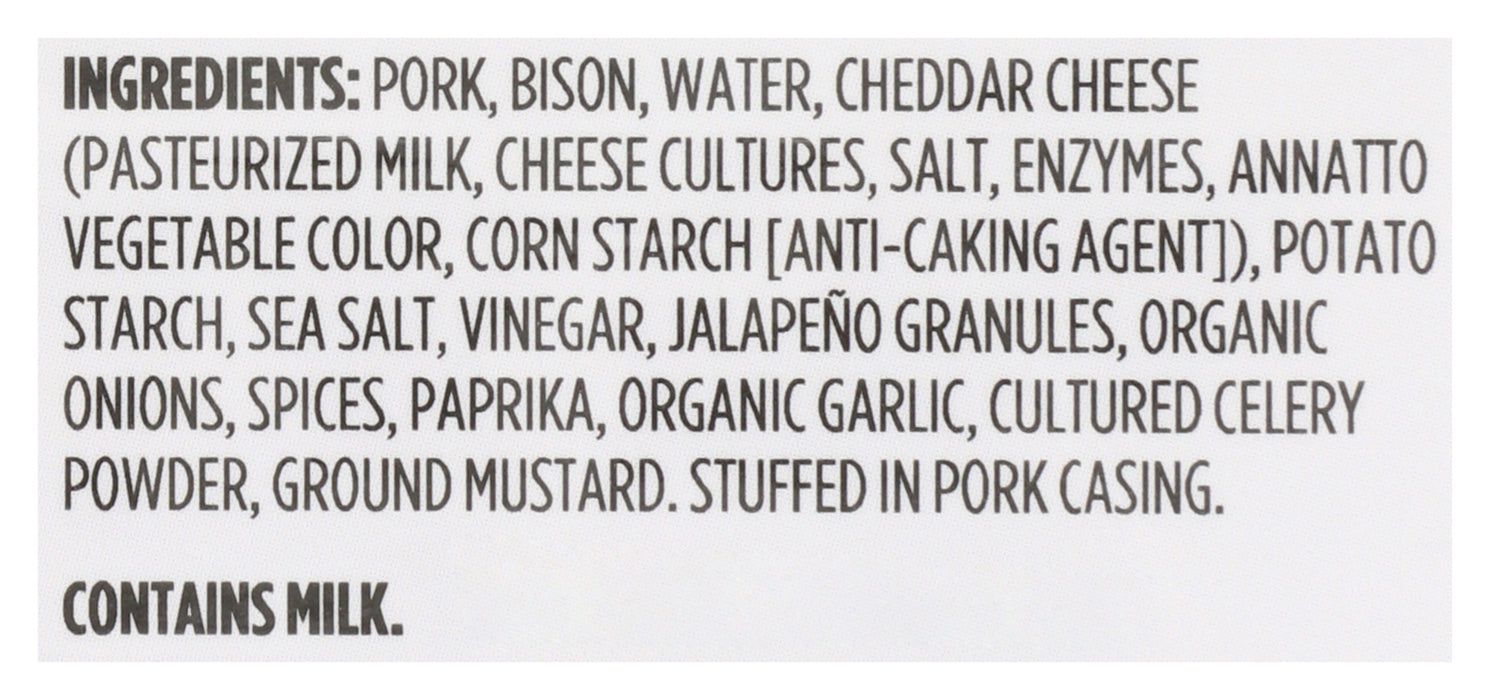 Smoked Jalapeno Cheddar Pork/Bison Bratwurst, 10 oz