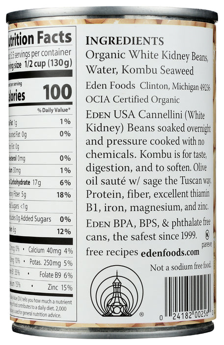 Cannellini White Kidney Beans, Org, 15 oz