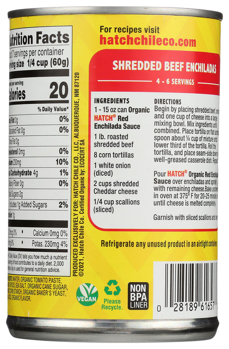 Red Enchilada Sauce Mild, Org, 15 oz