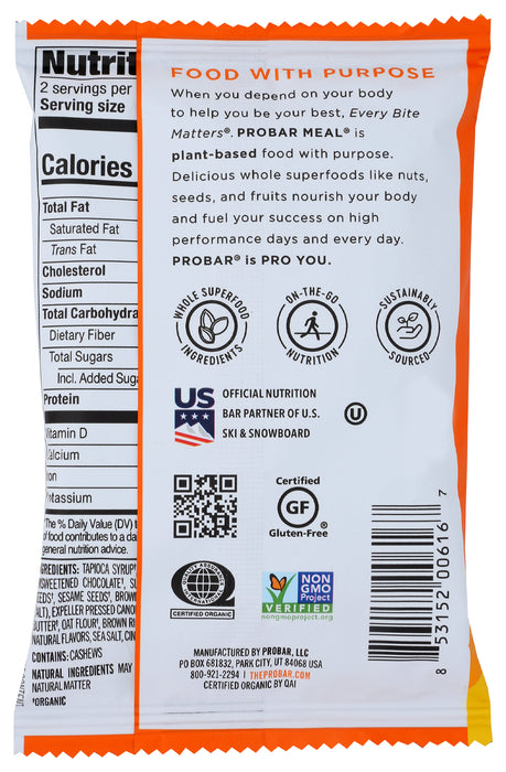 Oatmeal Chocolate Chip Meal Bar, GF, 3 oz
