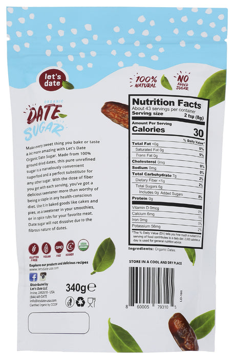 Date Sugar, Org, 12 oz