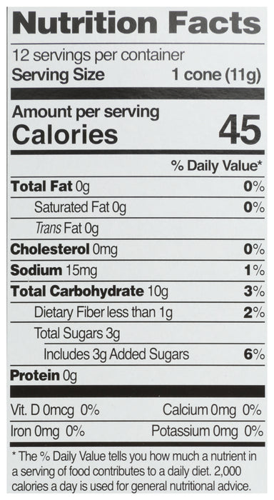 Sugar Cones Rolled Style, Vegan GF, 4.6 oz