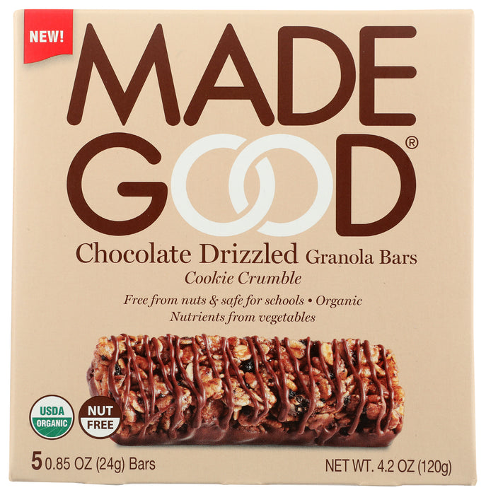 Cookie Crumble Chocolate Drizzled Granola Bars, Org NF, 4.25 oz