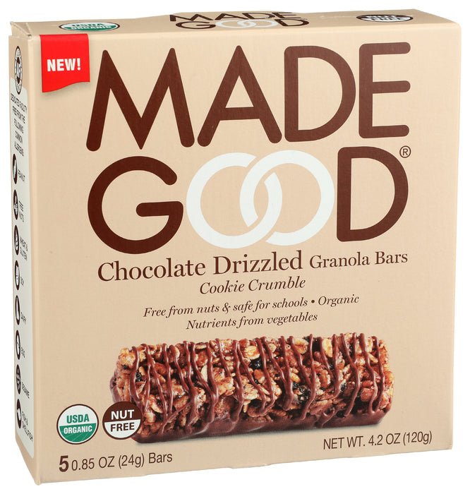 Cookie Crumble Chocolate Drizzled Granola Bars, Org NF, 4.25 oz