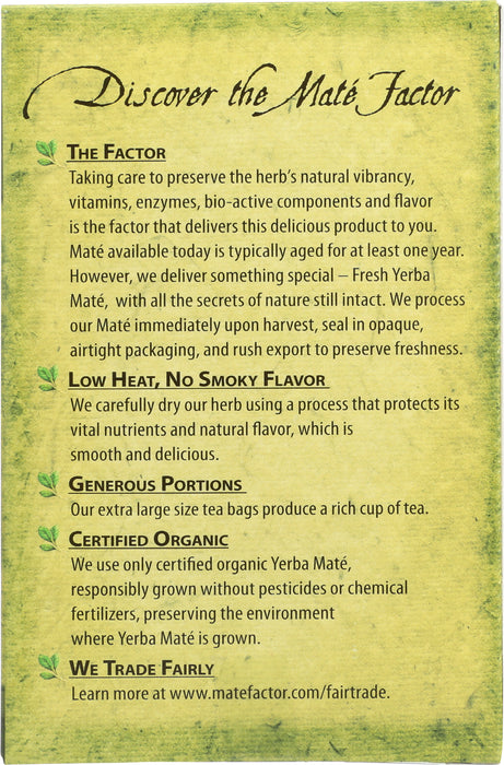 Fresh Green Yerba Mate Tea, Org, 24 tbag