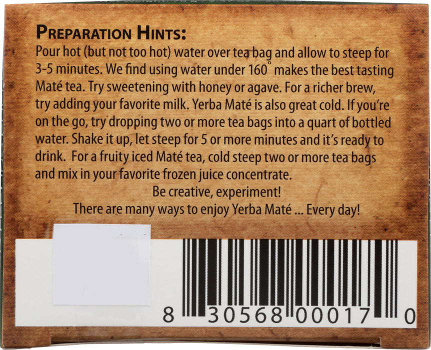 Dark Roast Yerba Mate Tea, Org, 20 tbag