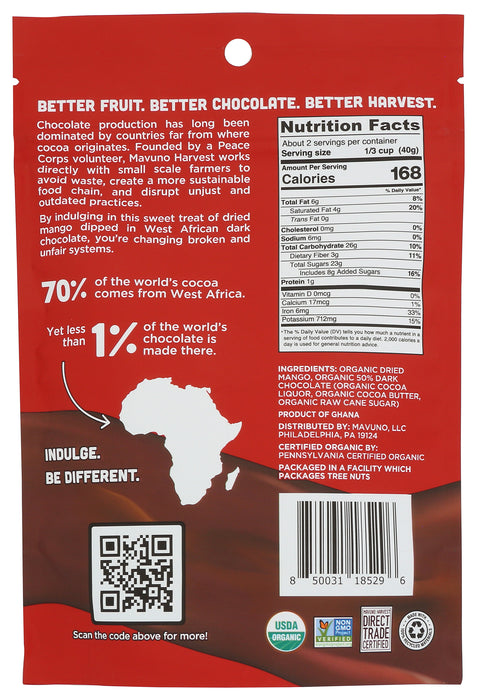 Chocolate Dipped Dried Mango, 3 oz