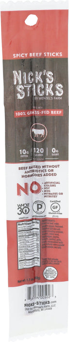 Spicy Beef Sticks, Grass-Fed, GF, 1.7 oz