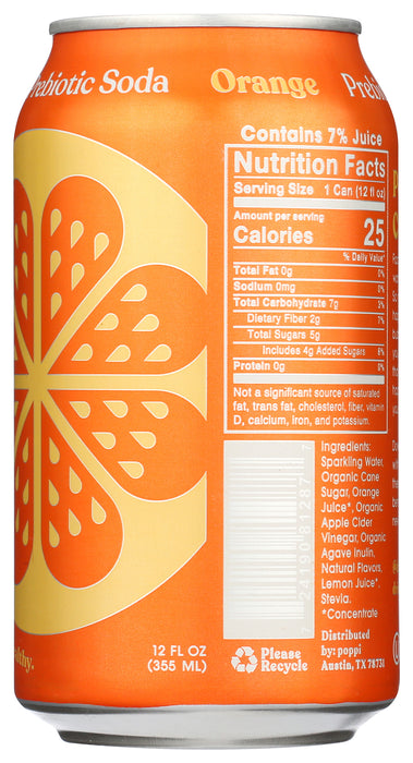 Orange Prebiotic Soda, 12 fl oz