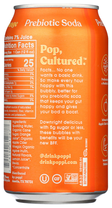 Orange Prebiotic Soda, 12 fl oz