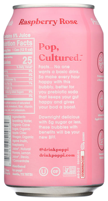 Raspberry Rose Prebiotic Soda, 12 fl oz
