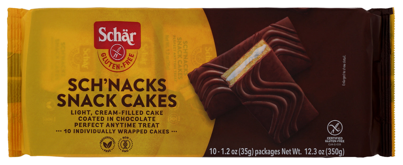 Sch'nacks Chocolate Covered Cakes, 10pk, GF, 12.3 oz