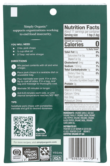 Chumichurri Marinade Mix, GF Org, 0.71 oz