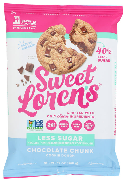 Chocolate Chunk Cookie Dough, Low Sugar GF DF, 12 oz