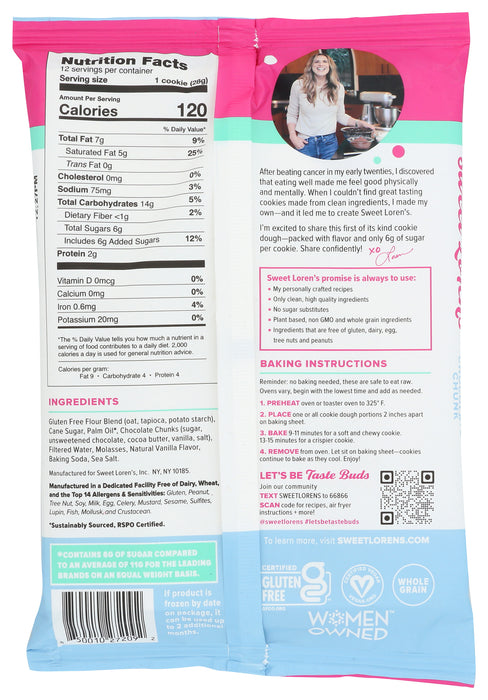 Chocolate Chunk Cookie Dough, Low Sugar GF DF, 12 oz