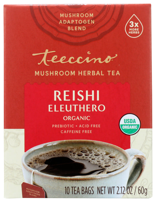 Reishi Eleuthero Mushroom Herbal Tea, Org, 10 tbag