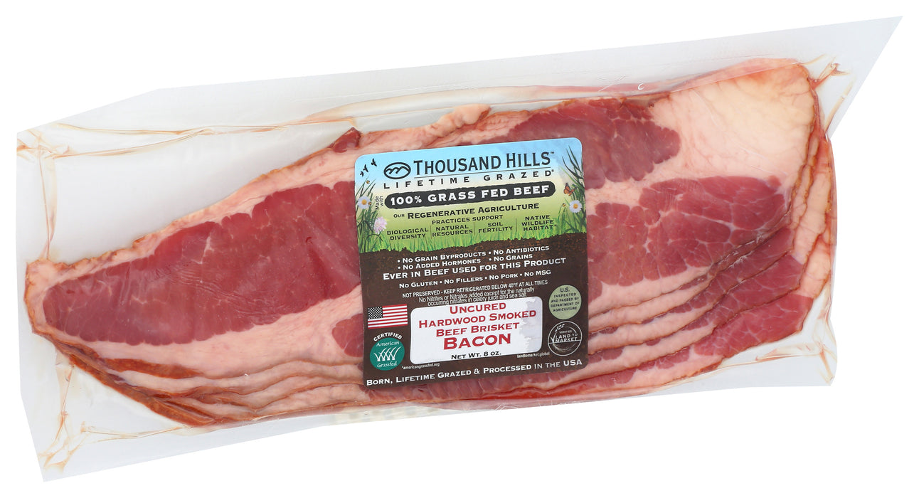 Uncured Beef Brisket Bacon, ABF, 8 oz