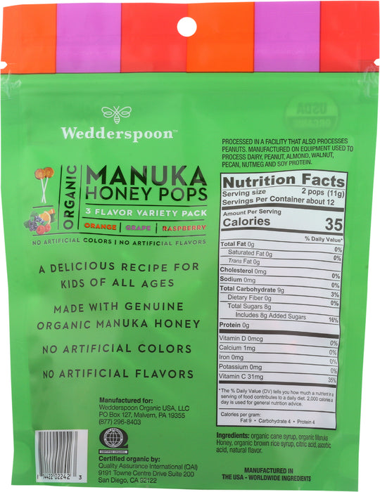 Manuka Honey Pops, Variety Pack, Org, 24 ct / 4.15 oz