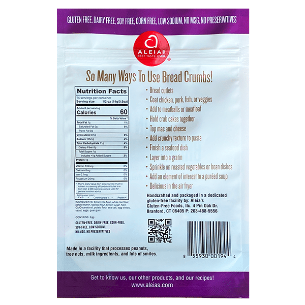 Plain Bread Crumbs, GF, 7 oz