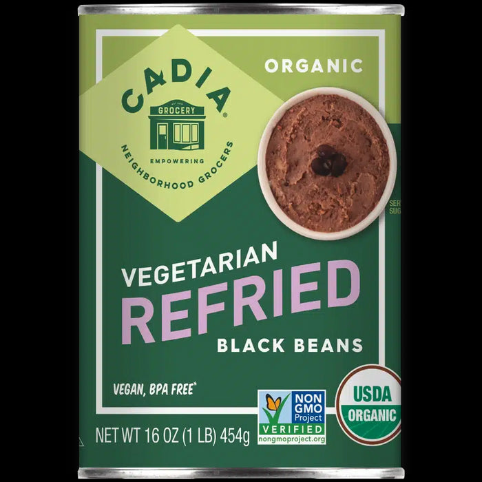 Low Fat Refried Vegetarian Black Beans, Org, 16 oz