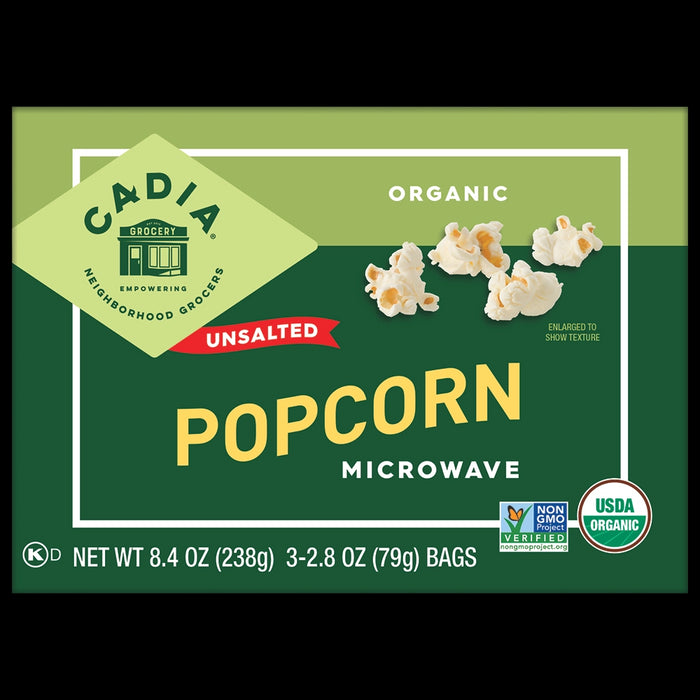 Unsalted Microwave Popcorn, Org, 3/2.8 oz